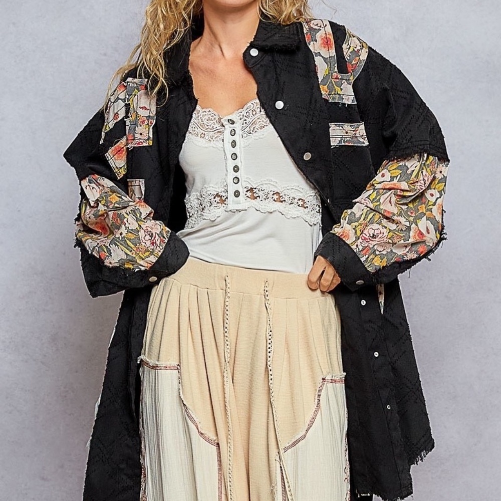 New POL Long Sleeve Oversized Fit Denim Long Shirt Shacket Lightweight Duster - Picture 7 of 8